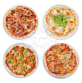pizza set isolated on a white