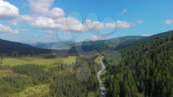 Chuysky trakt road in the Altai mountains. One of the most beautiful road in the world. Aerial drone 4k video