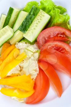 Vegetables mix of tomato, cucumber, salad, cabbage and pepper