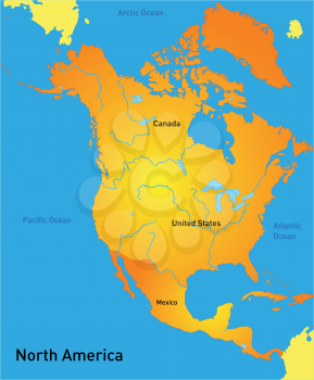 Royalty Free Clipart Image of a Map of North America