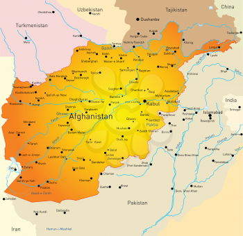 Royalty Free Clipart Image of a Map of Afghanistan