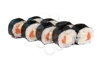 sushi fresh maki rolls, isolated on white