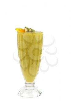 kiwi and passionfruit ice cocktail on a white