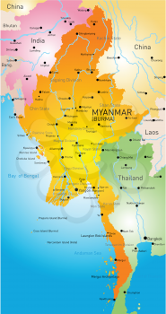 Vector map of Myanmar country