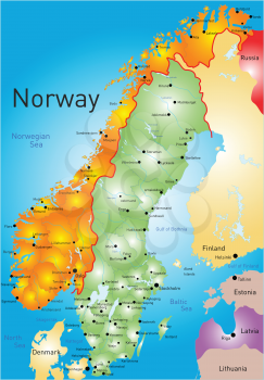 Vector color map of Norway country