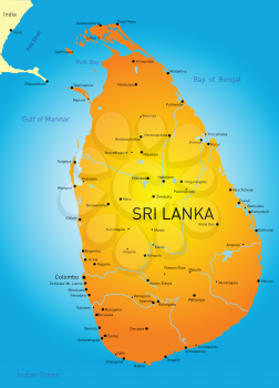 Vector color map of Sri Lanka