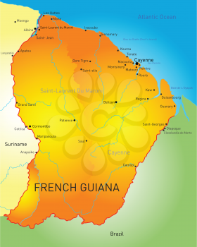Vector color map of French Guiana country