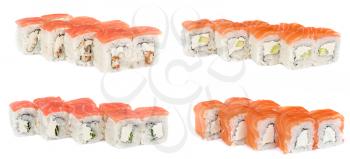 Set of rolls with salmon fish