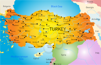 Vector color map of Turkey