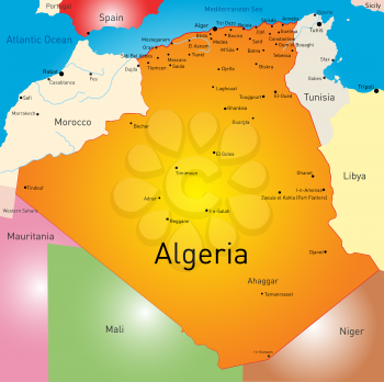 Vector color map of Algeria 