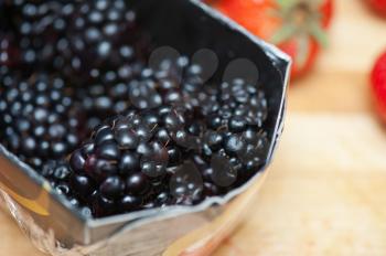 Fresh ripe blackberries  closeup photo