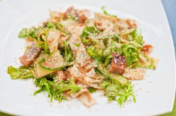 Salad with smoked eel. Japanese food