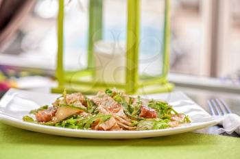 Salad with smoked eel. Japanese food