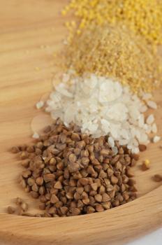 Cereals - buckwheat rice millet and wheat groats