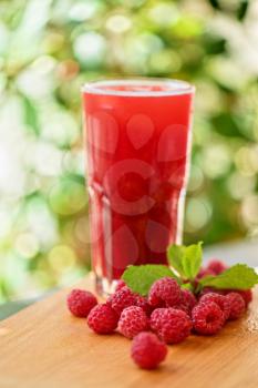 fruit non-alcoholic drink with raspberries