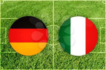 Germany vs Italy icons at football field background