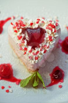 tasty heart shaped cake for Valenines day
