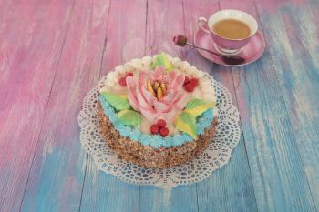Cake on gradient color background