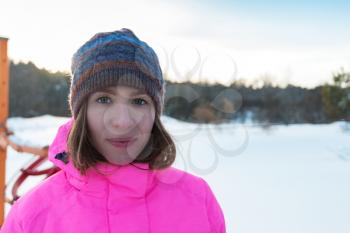 Woman portrait at beauty winter day