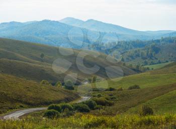 Road at the mountains, horisontal panorama