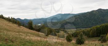 Autumn day in Altai mountains, panoramic picture