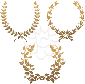 Royalty Free Clipart Image of a Set of Laurel Wreaths