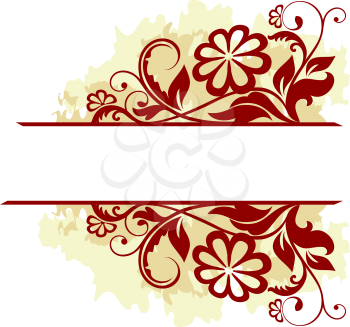 Royalty Free Clipart Image of a Floral Grunge Frame