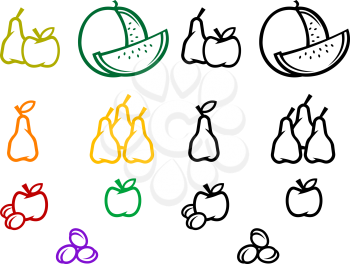 Royalty Free Clipart Image of a Set of Fruit