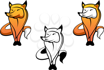 Royalty Free Clipart Image of Foxes