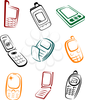 Royalty Free Clipart Image of a Set of Cellphones