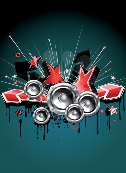 Music grunge for modern design in graffiti style