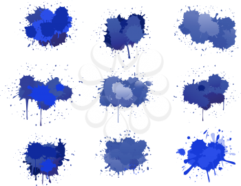 Royalty Free Clipart Image of Blue Ink Blots