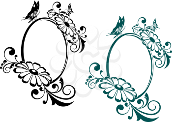 Royalty Free Clipart Image of Victorian Frames With Flowers and Butterflies
