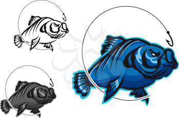 Royalty Free Clipart Image of Carp and a Hook
