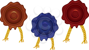 Royalty Free Clipart Image of a Set of Wax Seals