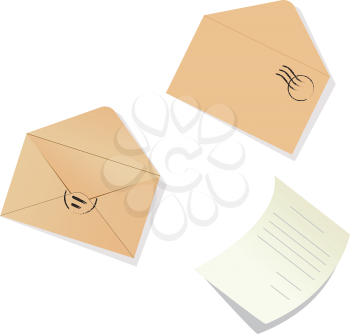 Royalty Free Clipart Image of Letters and Envelopes