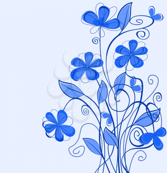 Abstract blue floral pattern for design as a background