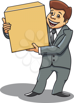 Smiling businessman with box for delivery concept design