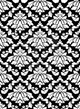 Damask seamless pattern for background design in white and black color