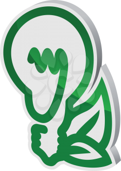 Ecological light bulb symbol with leaves in glossy style