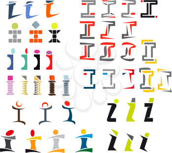 Set of alphabet symbols and elements of letter I