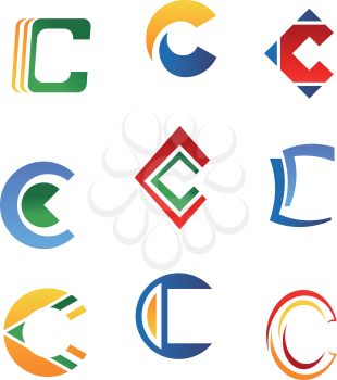 Set of alphabet symbols and elements of letter C