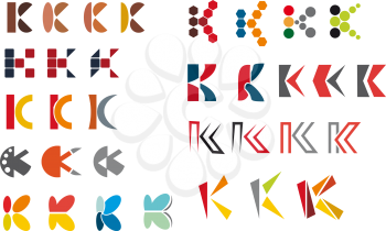 Set of alphabet symbols and elements of letter K