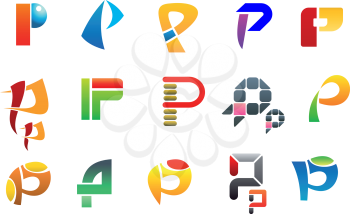 Set of alphabet symbols of letter P