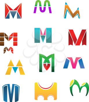 Set of alphabet symbols of letter M