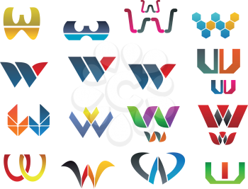 Set of alphabet symbols of letter W