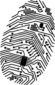 Motherboard fingerprint for security or computer concept design