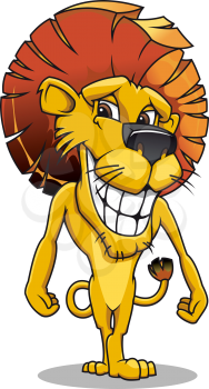 Cute smiling lion in cartoon style for mascot design