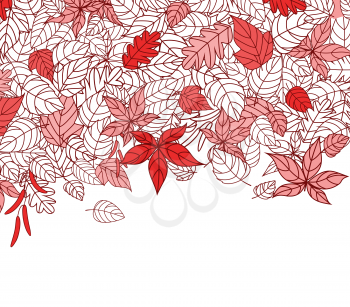 Red Autumn Leaves Silhouettes Background For Seasonal Or Thanksgiving Design