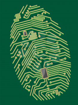 Color motherboard fingerprint for security or computer concept design